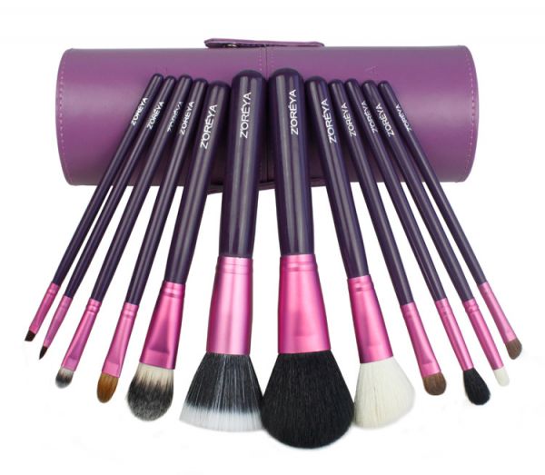 Estojo com 12 pincéis Zoreya - Roxo